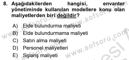Sayısal Karar Verme Teknikleri Dersi 2024 - 2025 Yılı (Final) Dönem Sonu Sınav Soruları 8. Soru