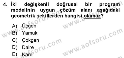 Sayısal Karar Verme Teknikleri Dersi 2025 - 2026 Yılı (Vize) Ara Sınav Soruları 4. Soru