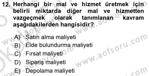 Sayısal Karar Verme Teknikleri Dersi 2025 - 2026 Yılı Yaz Okulu Sınav Soruları 12. Soru