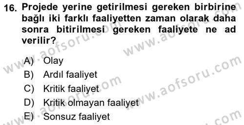 Sayısal Karar Verme Teknikleri Dersi 2025 - 2026 Yılı Yaz Okulu Sınav Soruları 16. Soru