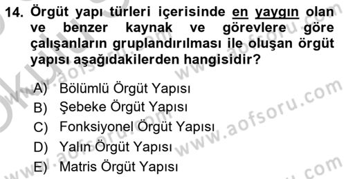 Stratejik Yönetim 1 Dersi 2018 - 2019 Yılı Yaz Okulu Sınav Soruları 14. Soru