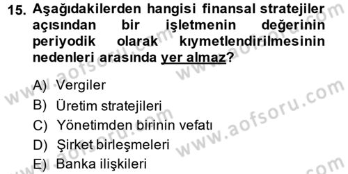 Stratejik Yönetim 2 Dersi 2013 - 2014 Yılı (Vize) Ara Sınavı 15. Soru