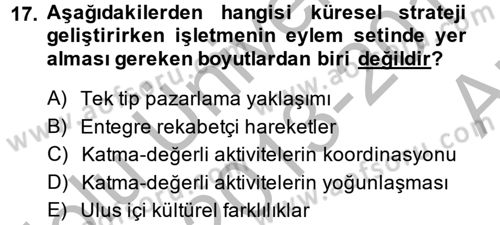 Stratejik Yönetim 2 Dersi 2013 - 2014 Yılı (Vize) Ara Sınav Soruları 17. Soru