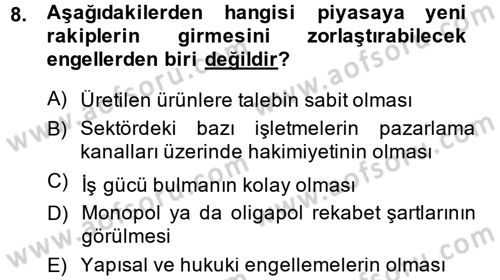 Stratejik Yönetim 2 Dersi 2013 - 2014 Yılı (Vize) Ara Sınavı 8. Soru