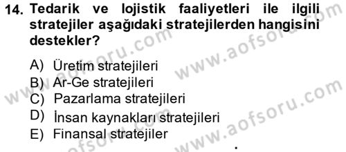 Stratejik Yönetim 2 Dersi 2014 - 2015 Yılı (Vize) Ara Sınavı 14. Soru