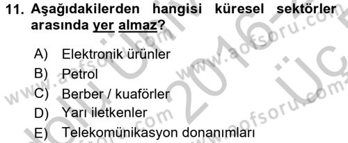 Stratejik Yönetim 2 Dersi 2016 - 2017 Yılı 3 Ders Sınav Soruları 11. Soru