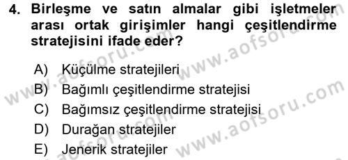 Stratejik Yönetim 2 Dersi 2017 - 2018 Yılı (Vize) Ara Sınav Soruları 4. Soru