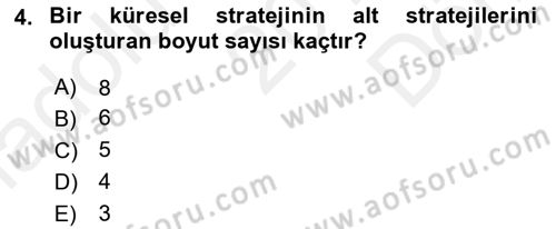 Stratejik Yönetim 2 Dersi 2018 - 2019 Yılı (Final) Dönem Sonu Sınavı 4. Soru
