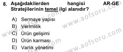 Stratejik Yönetim 2 Dersi 2018 - 2019 Yılı Yaz Okulu Sınav Soruları 8. Soru