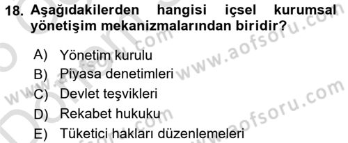 Stratejik Yönetim 2 Dersi 2024 - 2025 Yılı (Final) Dönem Sonu Sınav Soruları 18. Soru