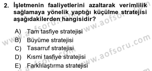 Stratejik Yönetim 2 Dersi 2024 - 2025 Yılı (Final) Dönem Sonu Sınav Soruları 2. Soru