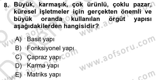Stratejik Yönetim 2 Dersi 2024 - 2025 Yılı (Final) Dönem Sonu Sınav Soruları 8. Soru