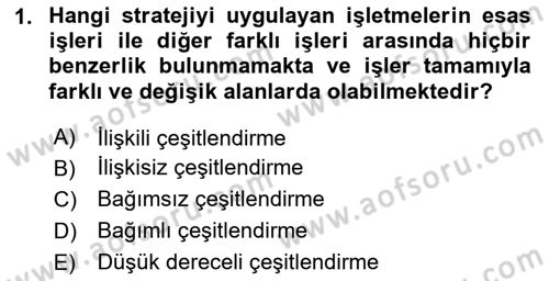 Stratejik Yönetim 2 Dersi 2024 - 2025 Yılı Yaz Okulu Sınav Soruları 1. Soru