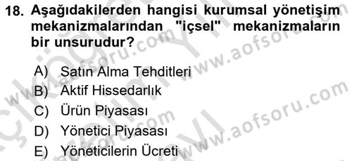 Stratejik Yönetim 2 Dersi 2024 - 2025 Yılı Yaz Okulu Sınav Soruları 18. Soru