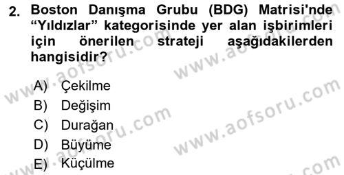 Stratejik Yönetim 2 Dersi 2024 - 2025 Yılı Yaz Okulu Sınav Soruları 2. Soru