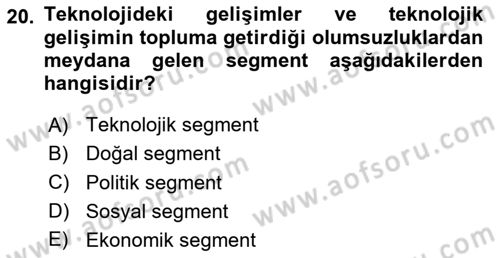 Stratejik Yönetim 2 Dersi 2024 - 2025 Yılı Yaz Okulu Sınav Soruları 20. Soru