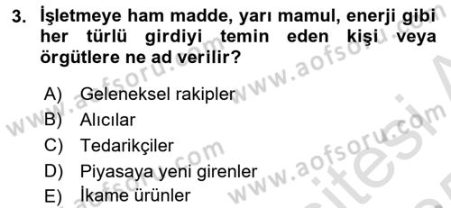 Stratejik Yönetim 2 Dersi 2024 - 2025 Yılı Yaz Okulu Sınav Soruları 3. Soru