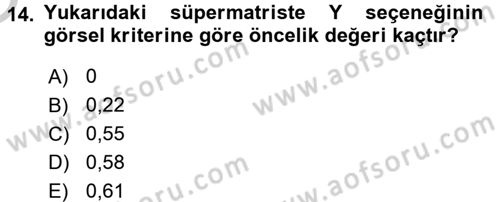 İşletmelerde Karar Verme Teknikleri Dersi 2018 - 2019 Yılı Yaz Okulu Sınav Soruları 14. Soru