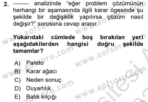 İşletmelerde Karar Verme Teknikleri Dersi 2023 - 2024 Yılı (Final) Dönem Sonu Sınav Soruları 2. Soru
