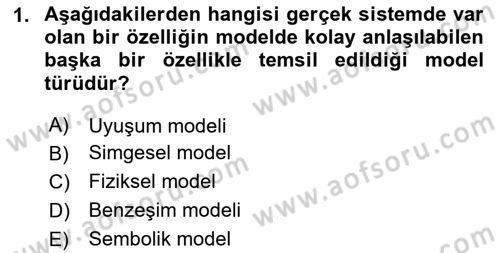 İşletmelerde Karar Verme Teknikleri Dersi Dönem Sonu Sınavı Deneme Sınav Soruları 1. Soru