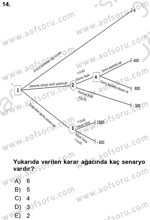 İşletmelerde Karar Verme Teknikleri Dersi 2025 - 2026 Yılı (Vize) Ara Sınav Soruları 14. Soru