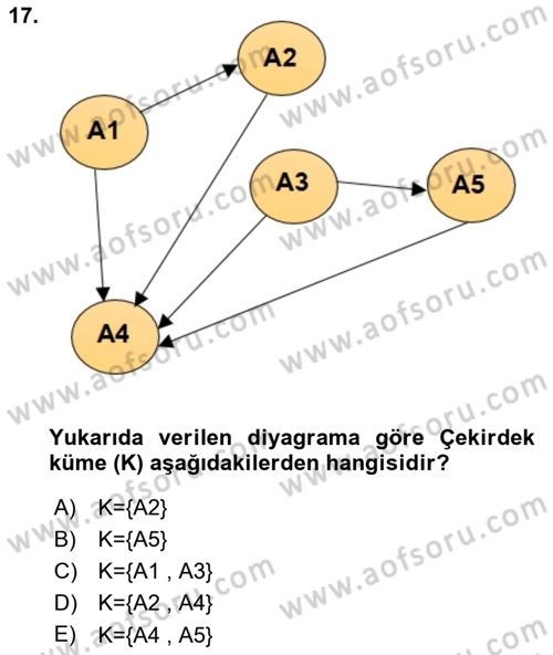İşletmelerde Karar Verme Teknikleri Dersi 2025 - 2026 Yılı (Final) Dönem Sonu Sınav Soruları 17. Soru