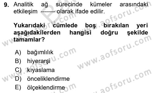 İşletmelerde Karar Verme Teknikleri Dersi 2025 - 2026 Yılı (Final) Dönem Sonu Sınav Soruları 9. Soru