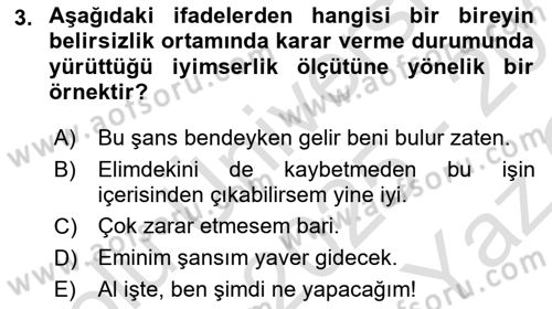 İşletmelerde Karar Verme Teknikleri Dersi 2025 - 2026 Yılı Yaz Okulu Sınav Soruları 3. Soru