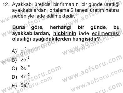 İstatistik 1 Dersi 2012 - 2013 Yılı Tek Ders Sınavı 12. Soru