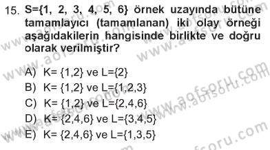 İstatistik 1 Dersi 2012 - 2013 Yılı Tek Ders Sınavı 15. Soru