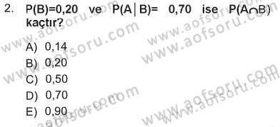 İstatistik 1 Dersi 2012 - 2013 Yılı Tek Ders Sınavı 2. Soru