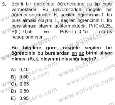 İstatistik 1 Dersi 2012 - 2013 Yılı Tek Ders Sınavı 5. Soru