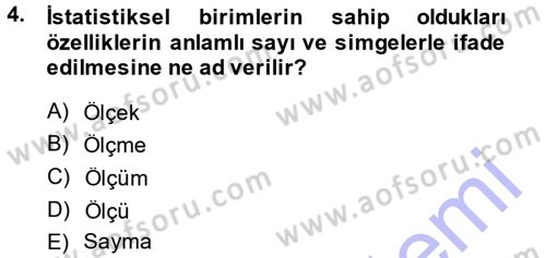 İstatistik 1 Dersi 2013 - 2014 Yılı (Vize) Ara Sınav Soruları 4. Soru