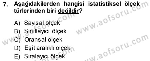 İstatistik 1 Dersi 2013 - 2014 Yılı (Vize) Ara Sınav Soruları 7. Soru