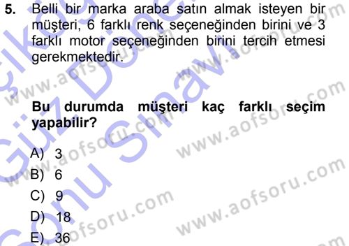 İstatistik 1 Dersi 2013 - 2014 Yılı (Final) Dönem Sonu Sınavı 5. Soru