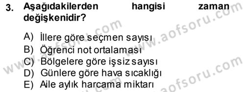 İstatistik 1 Dersi 2014 - 2015 Yılı (Vize) Ara Sınavı 3. Soru