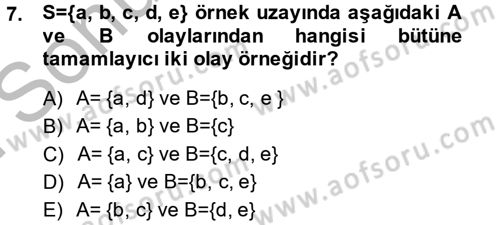 İstatistik 1 Dersi 2014 - 2015 Yılı (Final) Dönem Sonu Sınavı 7. Soru