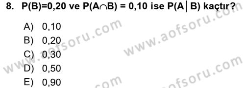 İstatistik 1 Dersi 2015 - 2016 Yılı Tek Ders Sınavı 8. Soru