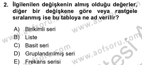 İstatistik 1 Dersi 2016 - 2017 Yılı 3 Ders Sınavı 2. Soru