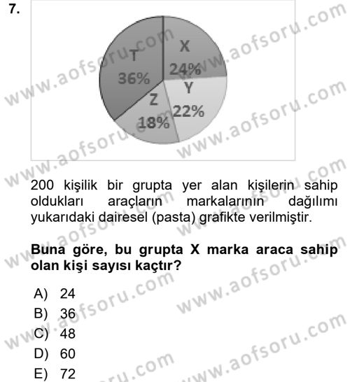 İstatistik 1 Dersi 2017 - 2018 Yılı 3 Ders Sınav Soruları 7. Soru