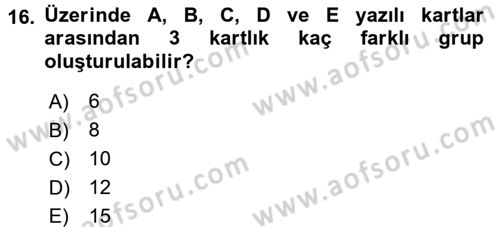 İstatistik 1 Dersi 2017 - 2018 Yılı (Vize) Ara Sınav Soruları 16. Soru