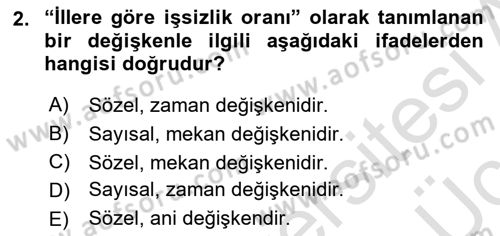 İstatistik 1 Dersi 2018 - 2019 Yılı 3 Ders Sınavı 2. Soru