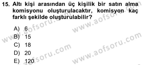 İstatistik 1 Dersi 2019 - 2020 Yılı (Vize) Ara Sınavı 15. Soru