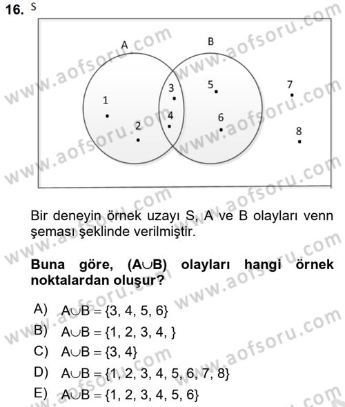 İstatistik 1 Dersi 2019 - 2020 Yılı (Vize) Ara Sınavı 16. Soru