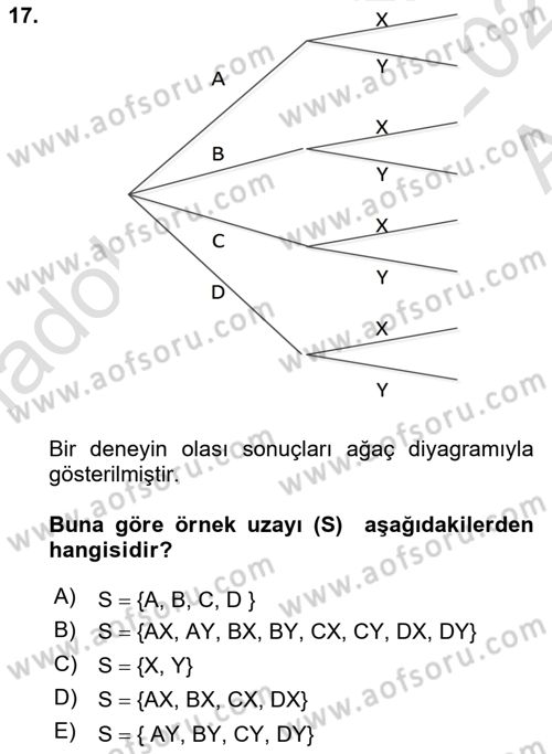 İstatistik 1 Dersi 2019 - 2020 Yılı (Vize) Ara Sınavı 17. Soru