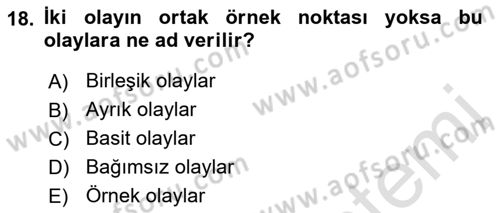 İstatistik 1 Dersi 2019 - 2020 Yılı (Vize) Ara Sınavı 18. Soru