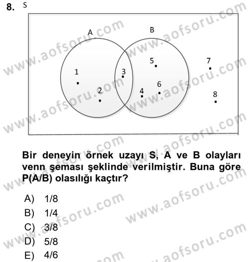 İstatistik 1 Dersi 2019 - 2020 Yılı (Final) Dönem Sonu Sınavı 8. Soru