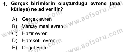 İstatistik 1 Dersi 2022 - 2023 Yılı (Vize) Ara Sınav Soruları 1. Soru