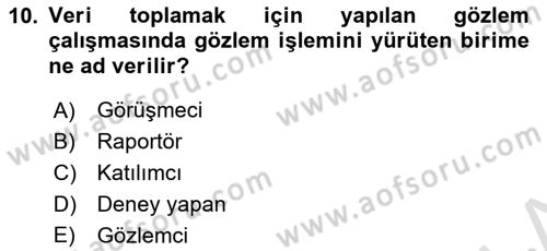 İstatistik 1 Dersi 2022 - 2023 Yılı (Vize) Ara Sınav Soruları 10. Soru