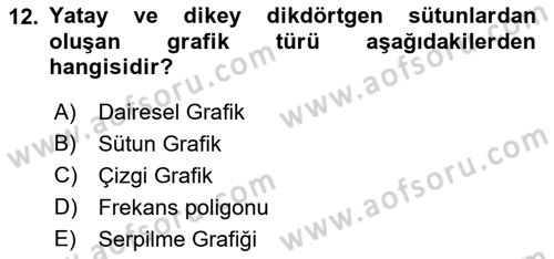 İstatistik 1 Dersi 2022 - 2023 Yılı (Vize) Ara Sınav Soruları 12. Soru